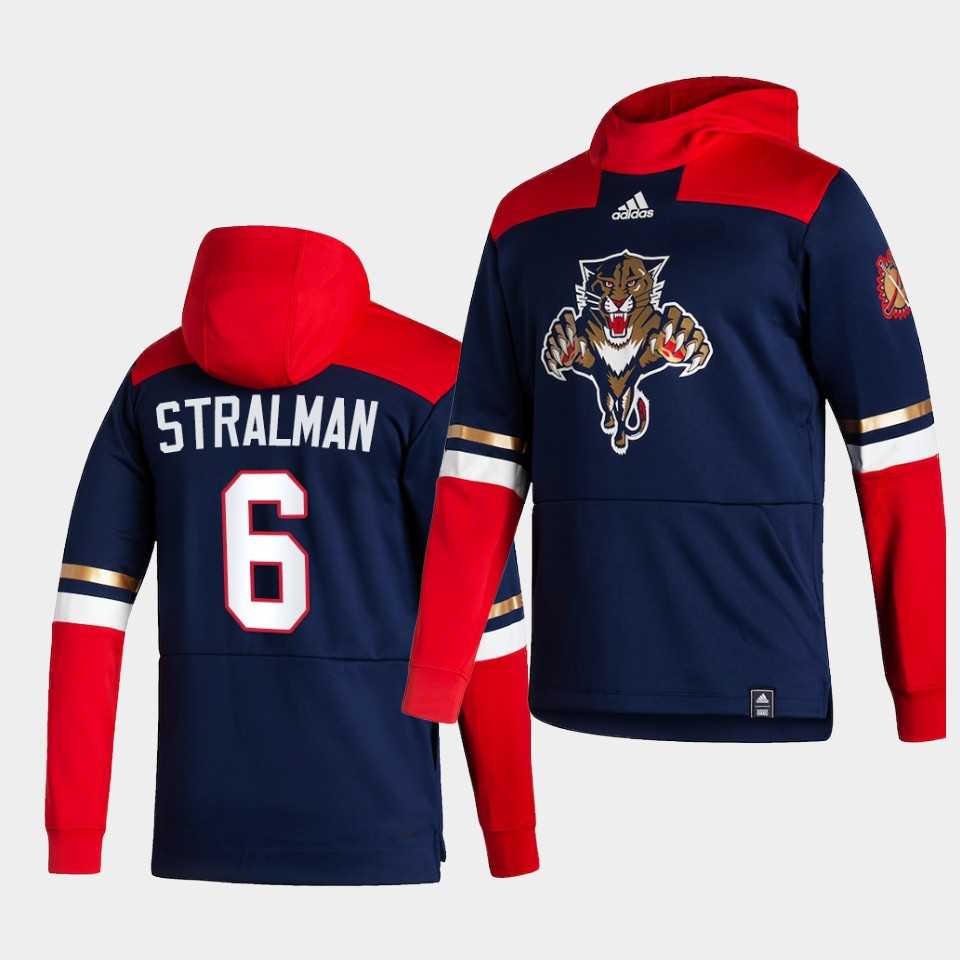 Men Florida Panthers 6 Stralman Blue NHL 2021 Adidas Pullover Hoodie Jersey